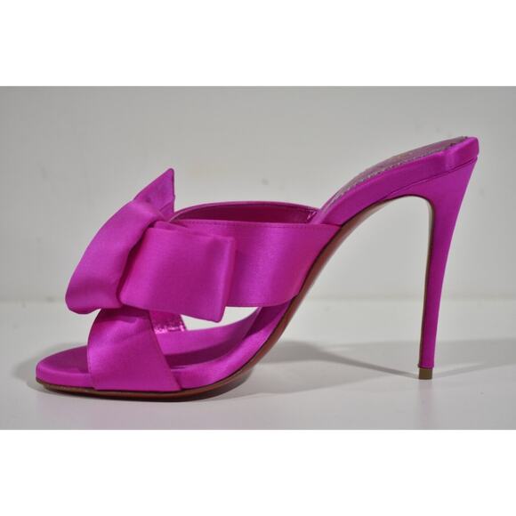 Christian Louboutin Matricia 100 Holly Pink Satin Backless Sandal Heel Pump 36 - Picture 8 of 12